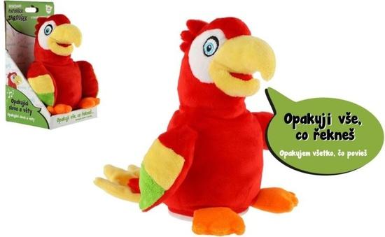 Levně Teddies Papoušek Jaroušek opakující věty plyš 16cm na baterie se zvukem