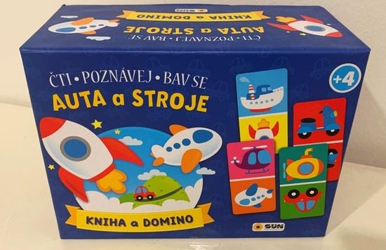 Levně Kniha a Domino Auta a stroje - čti, poznávej, bav se!