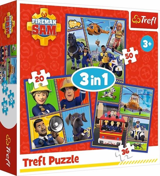 TREFL Puzzle Požárník Sam: Samův den 3v1 (20,36,50 dílků) - 34868