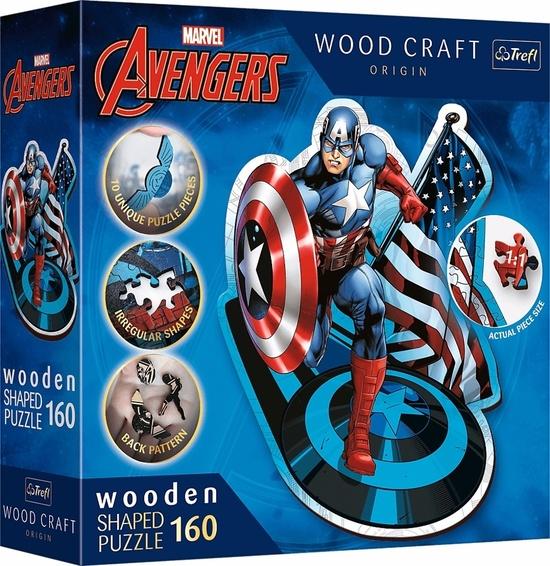 Levně TREFL Wood Craft Origin puzzle Neohrožený Kapitán Amerika 160 dílků