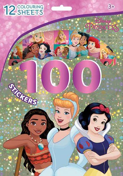 Levně 100 samolepek s omalovánkovými listy Disney Princezny