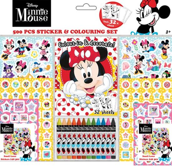 Levně Samolepkový set s omalovánkami a voskovkami Minnie