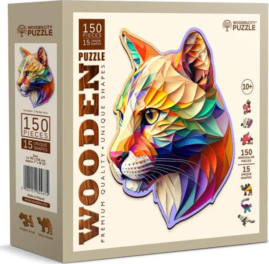 WOODEN CITY Dřevěné puzzle Barevná puma 150 dílků EKO - HE 0178-M
