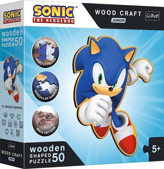 TREFL Wood Craft Junior puzzle Chytrý Ježek Sonic 50 dílků - 20203