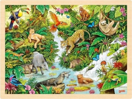 GOKI Dřevěné puzzle Džungle 96 dílků - 57329