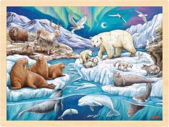 GOKI Dřevěné puzzle Polární noc 96 dílků - 57328