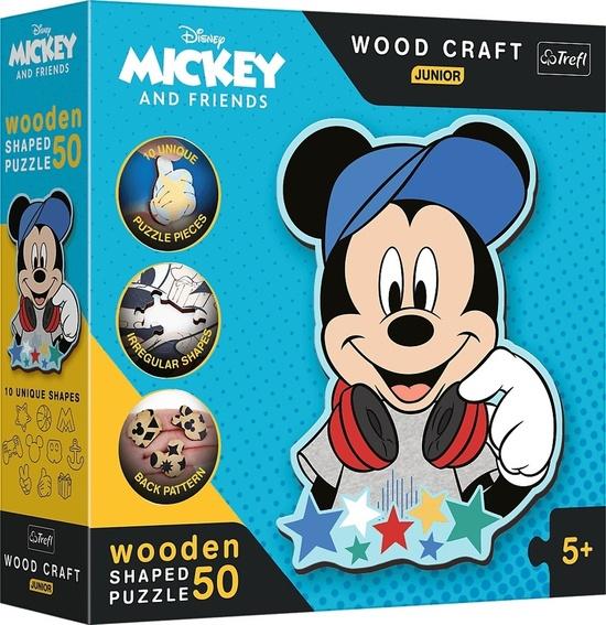 Levně TREFL Wood Craft Junior puzzle Ve světě Mickeho Mouse 50 dílků
