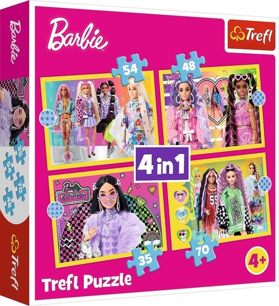 Levně TREFL Puzzle Veselý svět Barbie 4v1 (35,48,54,70 dílků)