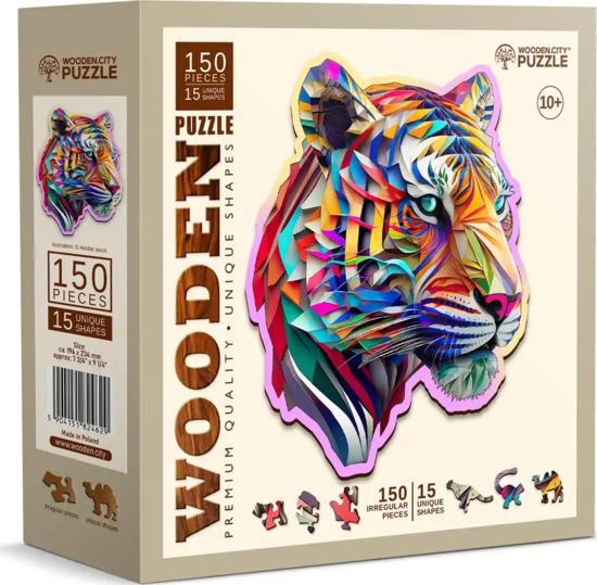 WOODEN CITY Dřevěné puzzle Barevný tygr 150 dílků EKO - HE 0169-M