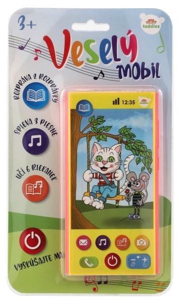 Levně Teddies Veselý Mobil Telefon plast česky mluvící 7,5x15cm na baterie se zvukem na kartě