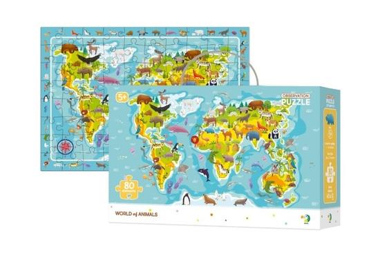 Levně DODO Puzzle s hledáním obrázků Svět zvířat 80 dílků