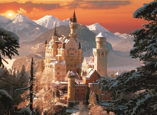 Puzzle Neuschwanstein v zimě 3000 dílků