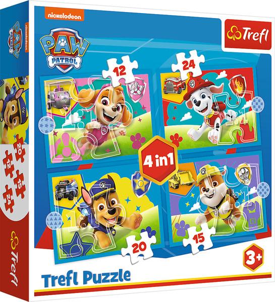 Levně TREFL Puzzle Tlapková patrola: Běžící štěňata 4v1 (12,15,20,24 dílků)