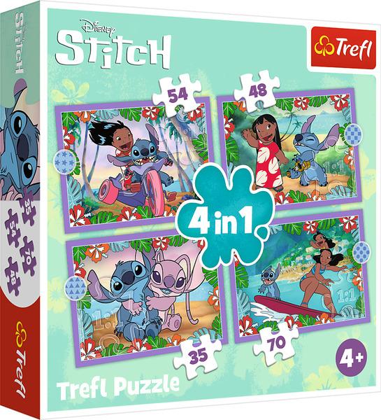 TREFL Puzzle Lilo&Stitch: Bláznivý den 4v1 (35,48,54,70 dílků) - 34633