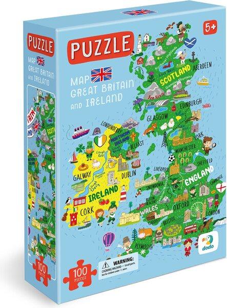 DODO Puzzle Mapa Velké Británie a Severního Irska 100 dílků - 300160