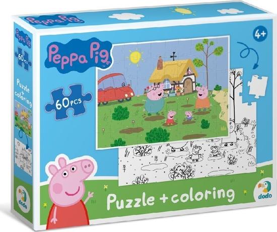 Levně DODO Oboustranné puzzle Prasátko Peppa: Na chalupě 60 dílků