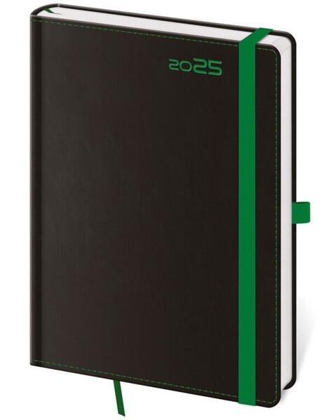 Týdenní diář 2025 A5 Black Green s poutkem