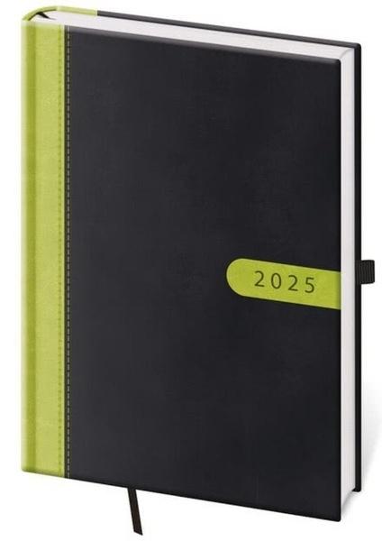 Týdenní diář 2025 A5 Bora černo/zelený