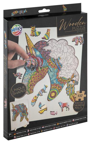 Levně Dřevěné puzzle Jednorožec 132 dílků