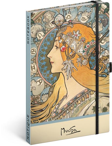 Levně Notes Alfons Mucha Zodiak tečkovaný