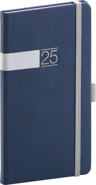 Kapesní diář Twill 2025 modro-stříbrný