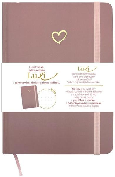 Levně Notes Luxi tečky A5 lamino starorůžová