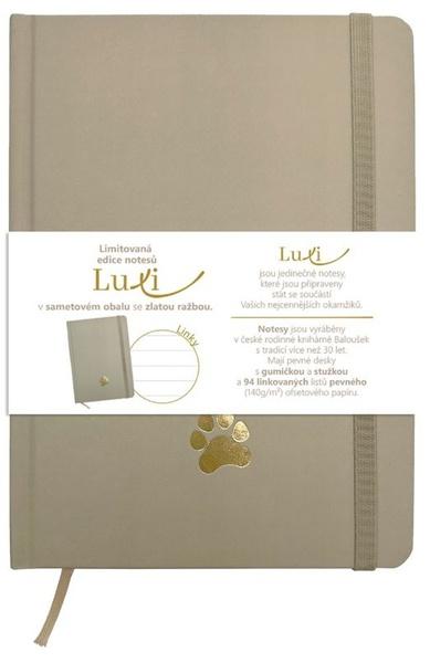 Levně Notes Luxi linky A5 lamino moka