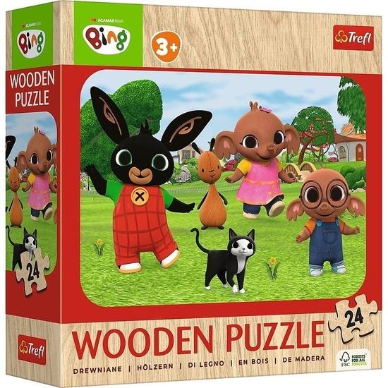 Levně TREFL Dřevěné puzzle Bing: Seznamte se s Bingem 24 dílků