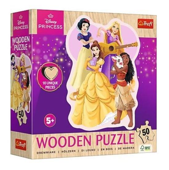 TREFL Dřevěné obrysové puzzle Disney: Krásné princezny 50 dílků - 20257