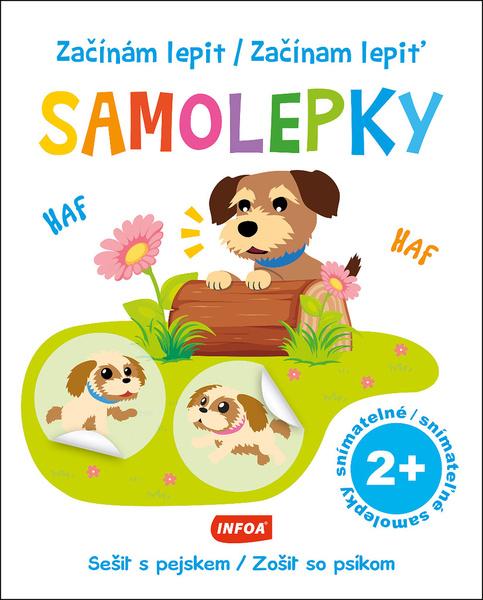 Levně Začínám lepit/Začínam lepiť Samolepky Sešit s pejskem/Zošit so psíkom