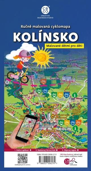 Levně Ručně malovaná cyklomapa Kolínsko