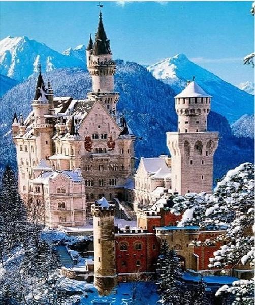 Levně Diamantové malování zámek Neuschwanstein v zimě