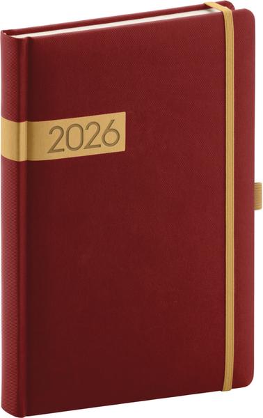 Denní diář 2026 Twill bordó-zlatý