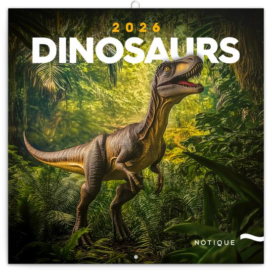 Poznámkový kalendář Dinosauři 2026 - nástěnný kalendář