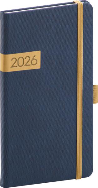Kapesní diář Twill 2026 modro-zlatý