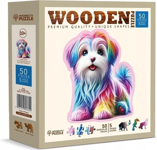 Levně Dřevěné puzzle Veselé štěně 50 dílků