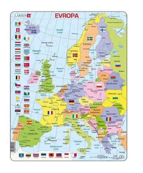 Levně Puzzle Evropa politická mapa 48 dílků