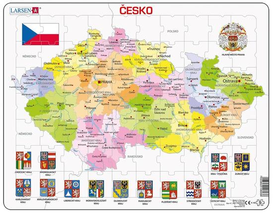 Levně Puzzle Česká republika kraje 70 dílků