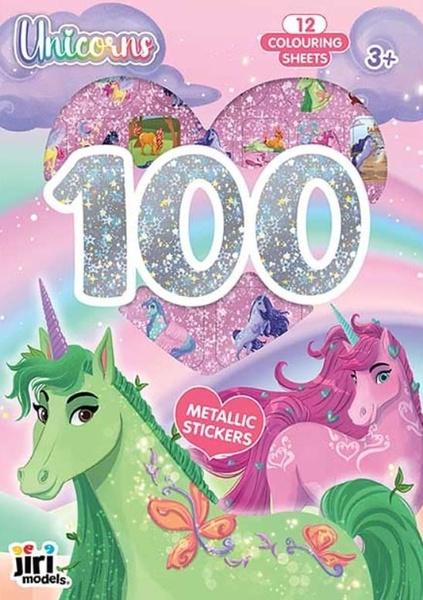 Levně 100 metalických samolepek s omalovánkovými listy Jednorožci