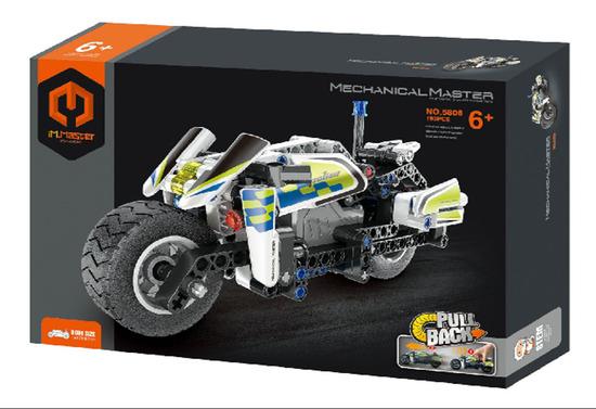 Levně Stavebnice iM.MASTER policejní motorka na zpětné natažení
