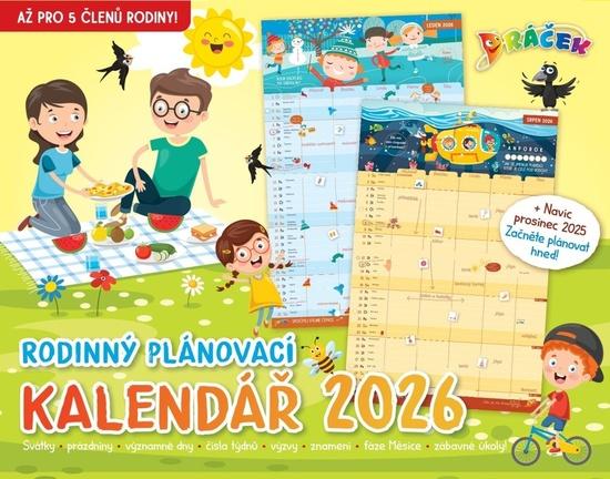 Levně Dráčkův nástěnný rodinný plánovací kalendář 2026 - nástěnný kalendář