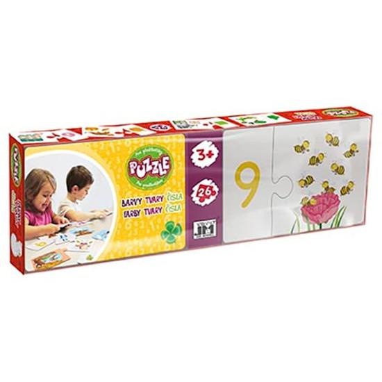 Levně Puzzle pro předškoláky v krabičce Čísla, barvy, tvary