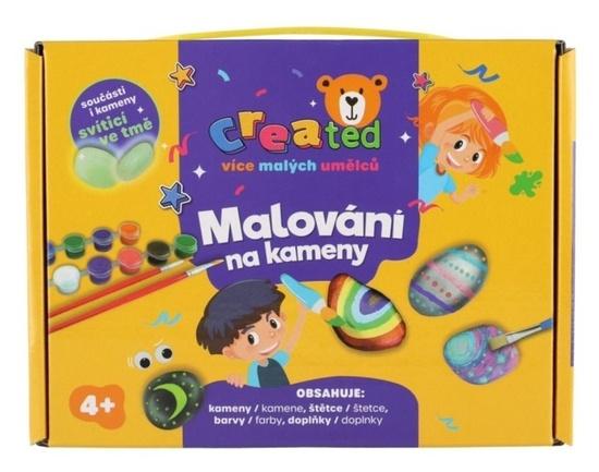 Levně Malování na kameny/oblázky svítící ve tmě s barvami se štětci