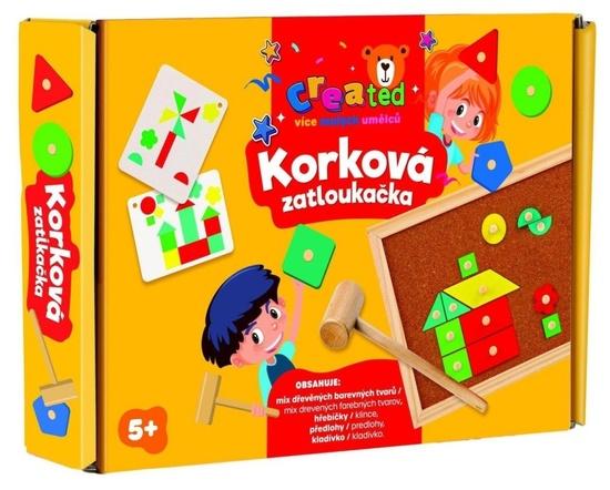 Levně Korková zatloukačka dřevo s doplňky v krabici
