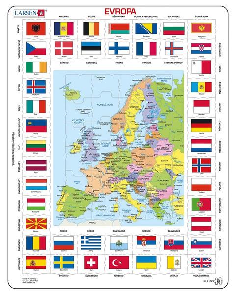 Levně Puzzle 70 Evropa deskové