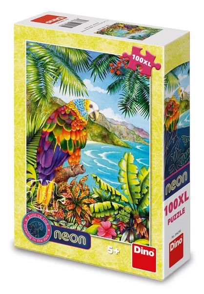 Levně Puzzle 100XL Papoušek v džungli neon