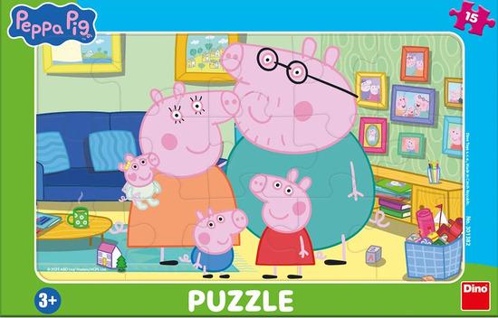 Levně Puzzle 15 Peppa Pig v obývacím pokoji deskové