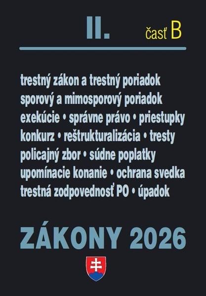 Zákony II B 2026 Trestné právo, súdne spory a exekúcie - 9788081622953