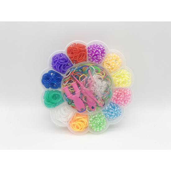 Levně Sada gumiček 900 ks na výrobu náramků Loom band - květina
