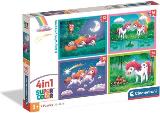 Levně Puzzle Jednorožci 4v1 (12+16+20+24 dílků)